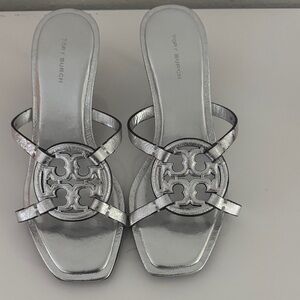 Tory Burch Metallic Silver Sandals
